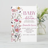Baby In Bloom Floral Baby Shower Invitation (Debout devant)