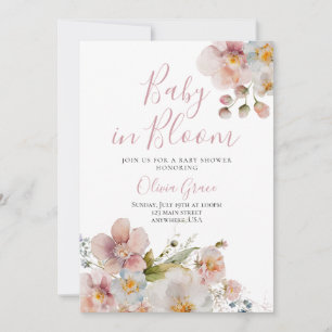 Baby in Bloom Floral baby shower Invitation Kaart