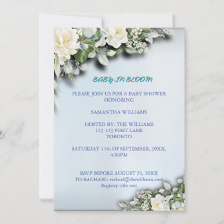 Baby in Bloom Floral Baby Shower Invitation Kaart