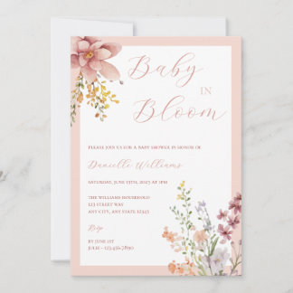 Baby in Bloom Floral Baby shower Invitation Kaart
