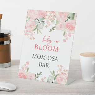 Baby in Bloom Floral Baby shower Mimosa Party Sign Reclamebord Met Voetstuk