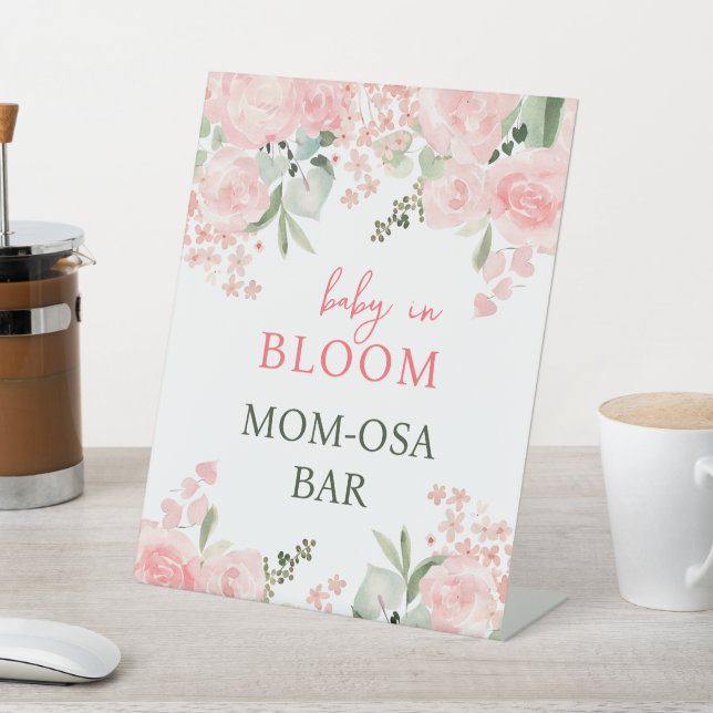 Baby in Bloom Floral Baby shower Mimosa Party Sign Reclamebord Met Voetstuk (Insitu)
