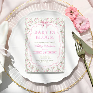 Baby in Bloom Floral Bow Baby shower Kaart