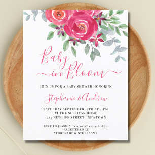 Baby in Bloom Floral Couples Baby shower Briefkaar Uitnodiging Briefkaart