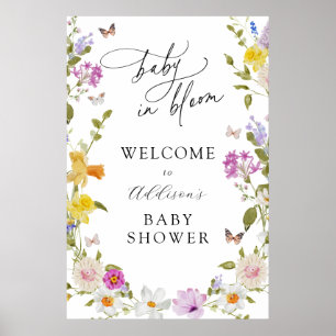 Baby in Bloom Flower Baby shower Affiche de bienve