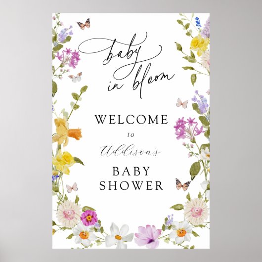 Baby in Bloom Flower Baby shower Affiche de bienve (Devant)