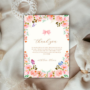 Baby in Bloom Flower Butterfly Garden Baby shower Bedankkaart