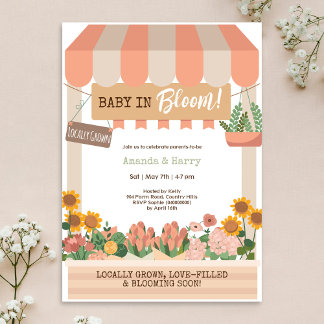 Baby in Bloom Flower Market Girl Baby shower Kaart