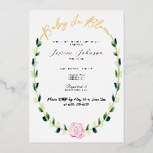 Baby In Bloom - Folie Uitnodiging Voor Baby Shower