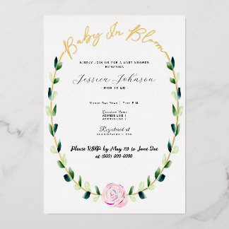 Baby In Bloom - Folie Uitnodiging Voor Baby Shower