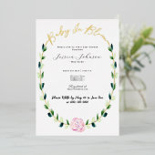 Baby In Bloom - Folie Uitnodiging voor Baby Shower (Staand Voorkant)