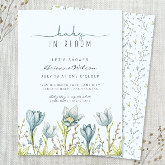 Baby in Bloom garçon baby shower Invitation