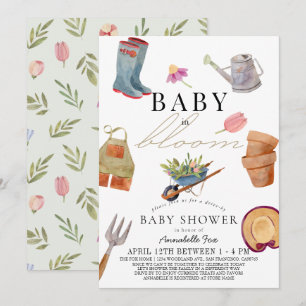 Baby in Bloom Gardening Tools Drive-by Baby shower Kaart