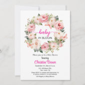 Baby in Bloom Garland Roses Baby shower Invitation (Devant)