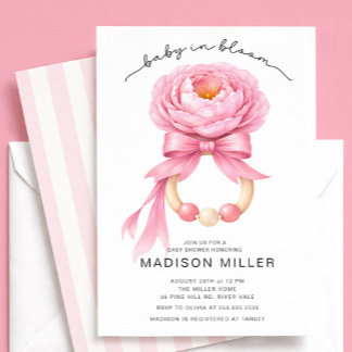 Baby in Bloom Geboorte Uitnodiging Meisje Roze