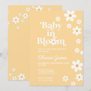 Baby in Bloom gele Daisy babyverjaardagsuitnodigin Kaart