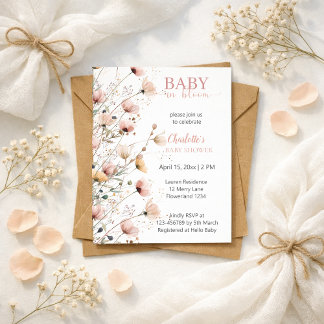 baby in bloom girl baby shower invitation kaart