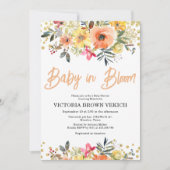 Baby in Bloom Gold Orange Baby shower Invitation (Devant)