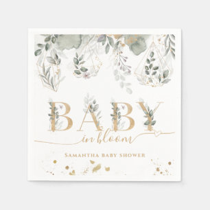Baby in bloom Greenery & Gold Baby shower Servet