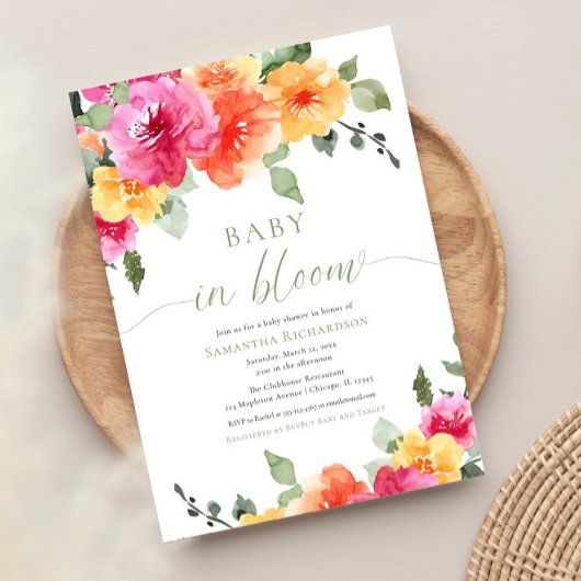Baby in Bloom heldere zomerbloem Kaart