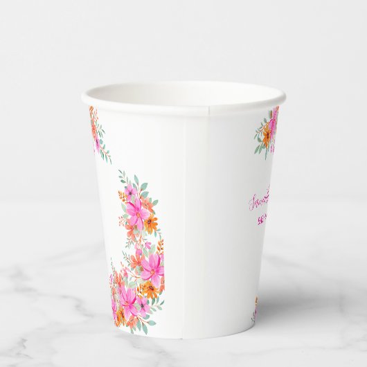 Baby in Bloom heldere zomerse bloemendouche Papieren Bekers (Rechts)