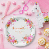 Baby in Bloom heldere zomerse bloemendouche Papieren Bordje (Feest)