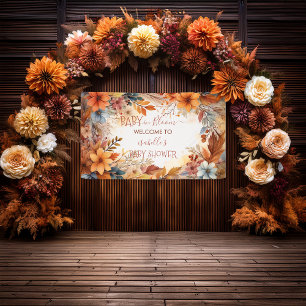 Baby in Bloom Herfst Bloemenkader Baby Shower Spandoek