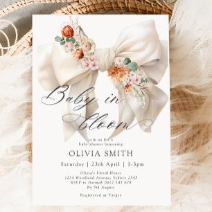 Baby in Bloom Herfst White Bow Baby shower Kaart