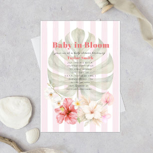 Baby in Bloom Hibiscus Palm Streep Baby Shower Kaart
