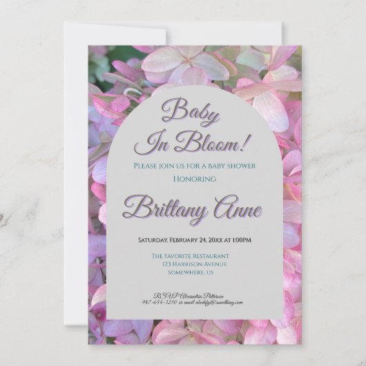 Baby in Bloom Hydrangea Baby Shower Invitation (Devant)