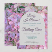 Baby in Bloom Hydrangea Baby Shower Invitation (Devant / Derrière)