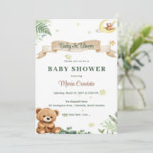 "Baby In Bloom" Invitation Baby shower de l'ours e (Debout devant)