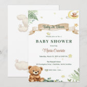 "Baby In Bloom" Invitation Baby shower de l'ours e (Devant / Derrière)