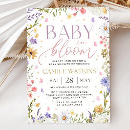 Baby in Bloom Invitation, Baby Shower Invitation,  Kaart