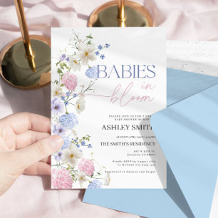 Baby in Bloom Invitation   Baby shower jumeau