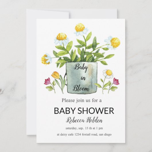Baby In Bloom - Invitation Florale Baby shower (Devant)