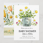 Baby In Bloom - Invitation Florale Baby shower (Devant / Derrière)