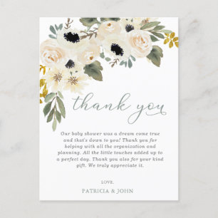 Baby in Bloom Ivory Floral Baby shower Dank u Briefkaart