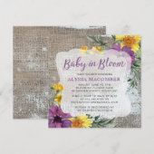 Baby in Bloom Jaune Purple Baby shower Invitation (Devant / Derrière)