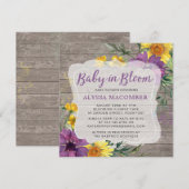 Baby in Bloom Jaune Purple Baby shower Invitation (Devant / Derrière)