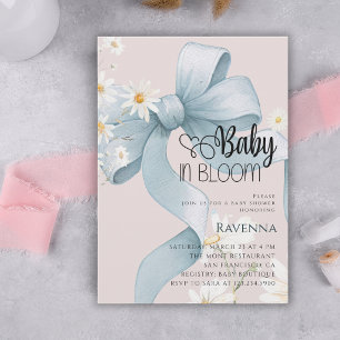 Baby in Bloom Keurige Strik Blauwe Madeliefjes Bab Kaart