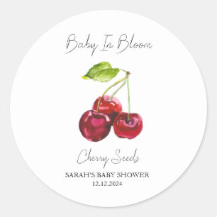 Baby in Bloom L Cherry Seeds Baby shower Ronde Sticker