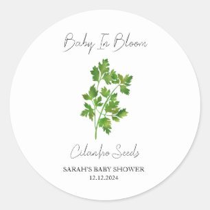 Baby in Bloom l Cilantro Seeds Baby shower Ronde Sticker