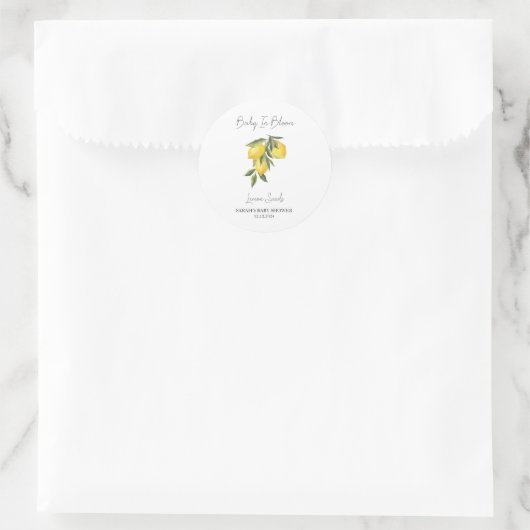 Baby in Bloom l Lemon Seeds Baby shower Ronde Sticker (Tas)