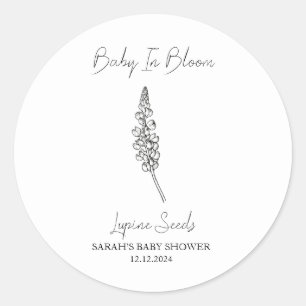 Baby in Bloom l Lupine Seeds Baby shower Ronde Sticker