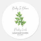 Baby in Bloom l peterseliezaden Baby shower Ronde Sticker (Voorkant)