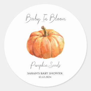 Baby in Bloom L Pompoenpitten Baby shower Ronde Sticker
