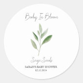 Baby in Bloom L Sage Seeds Baby shower Ronde Sticker (Voorkant)