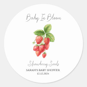 Baby in Bloom L Strawberry Seeds Baby shower Ronde Sticker