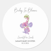 Baby in bloom l zoete erwtenzaden Baby shower Ronde Sticker (Voorkant)